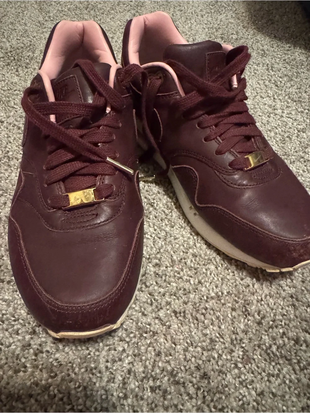 Nike Women's Burgundy Sneakers with Pink Lining